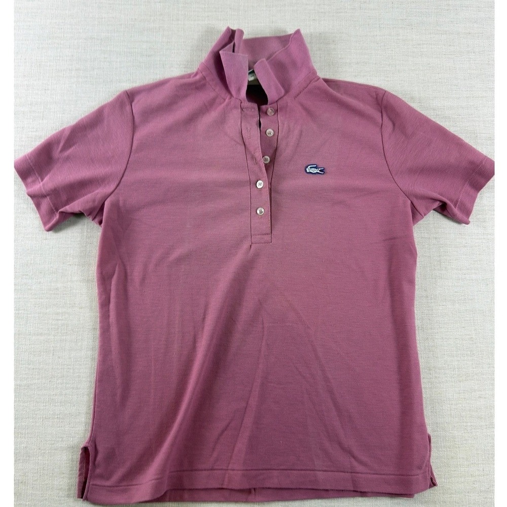 Lacoste Womens Short Sleeve Pique Polo Shirt Pink Crocodile Logo Size 40